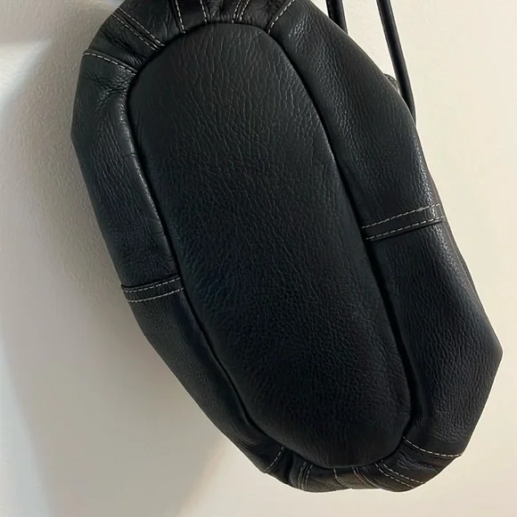 Luce genuine leather purse shoulder hand bag medium black bucket cinch style - Picture 12 of 16